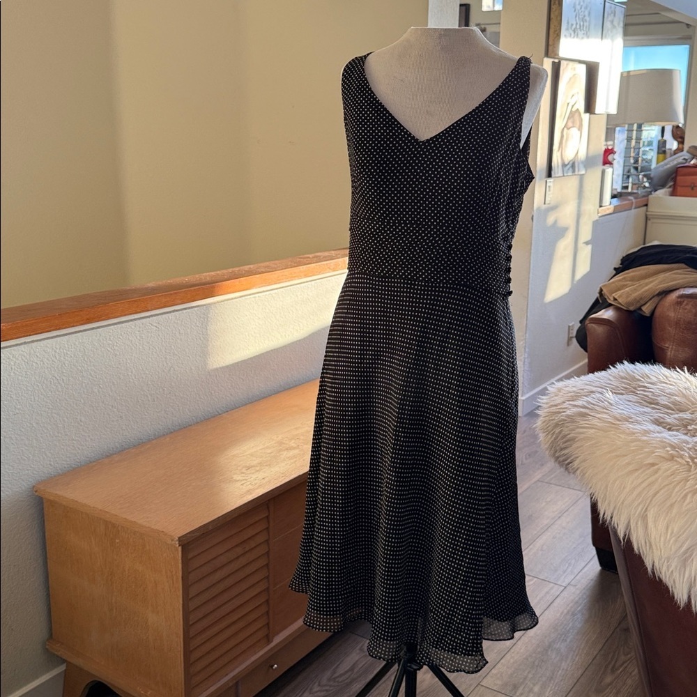 Ann Taylor Black Silk polka dot dress